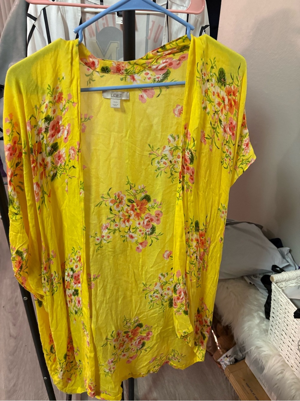LOFT Yellow Floral Kimono Coverup